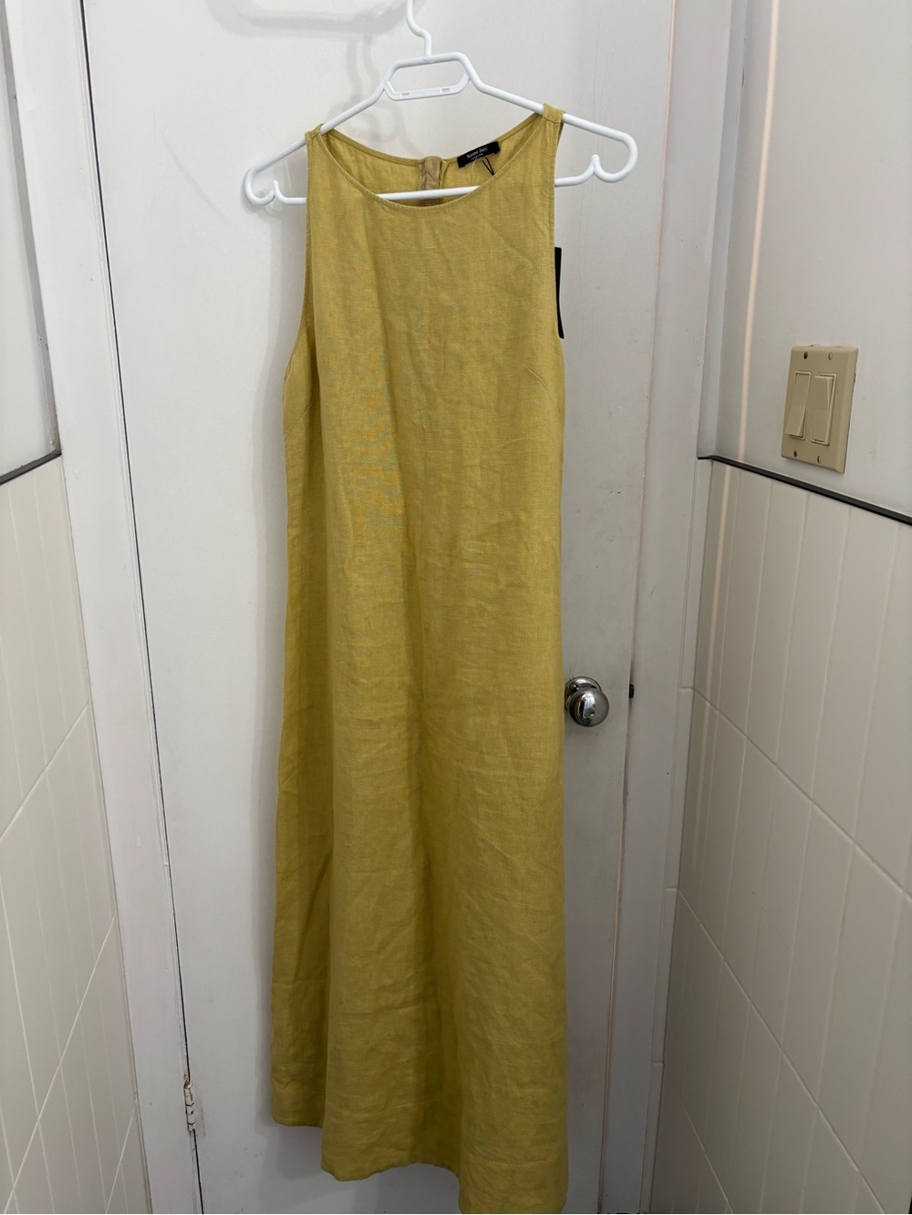 Massimo Dutti Sleeveless Linen Maxi Dress in Mustard Yellow
